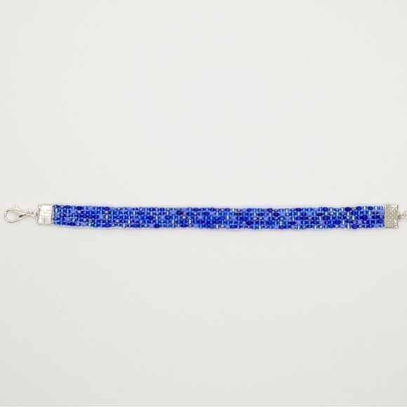 Loom Beaded Bracelet Blue - Picture 3 of 5
